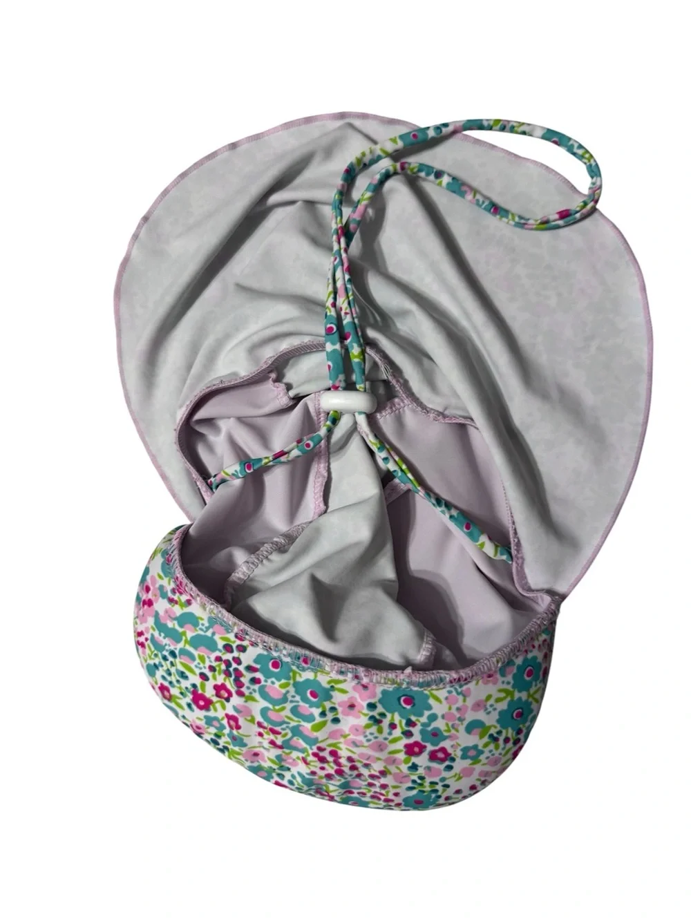 Kids Pink Floral Rash Guard Set with Hat Sz 6